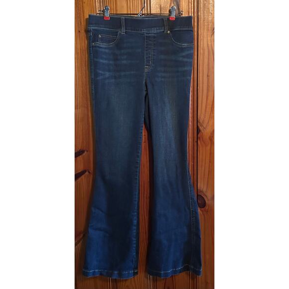 Spanx women’s pull on flare/wide leg jeans stretch size large - Picture 1 of 4